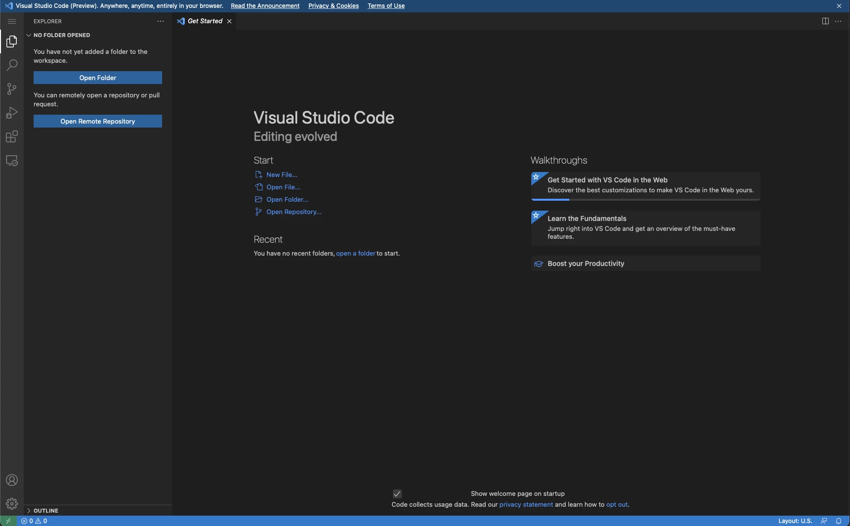 Visual Studio Code (VS Code) เขียนโค้ดผ่านเว็บไซต์ด้วย vscode.dev เปิดใช้งานได้เลย