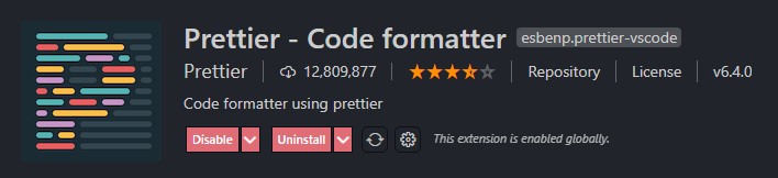 Prettier - Code formatter vscode extension